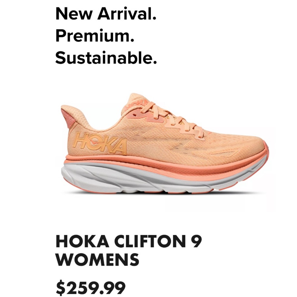 Hoka Clifton 9  Cantaloupe / White women size   7 new with box - Picture 4 of 17